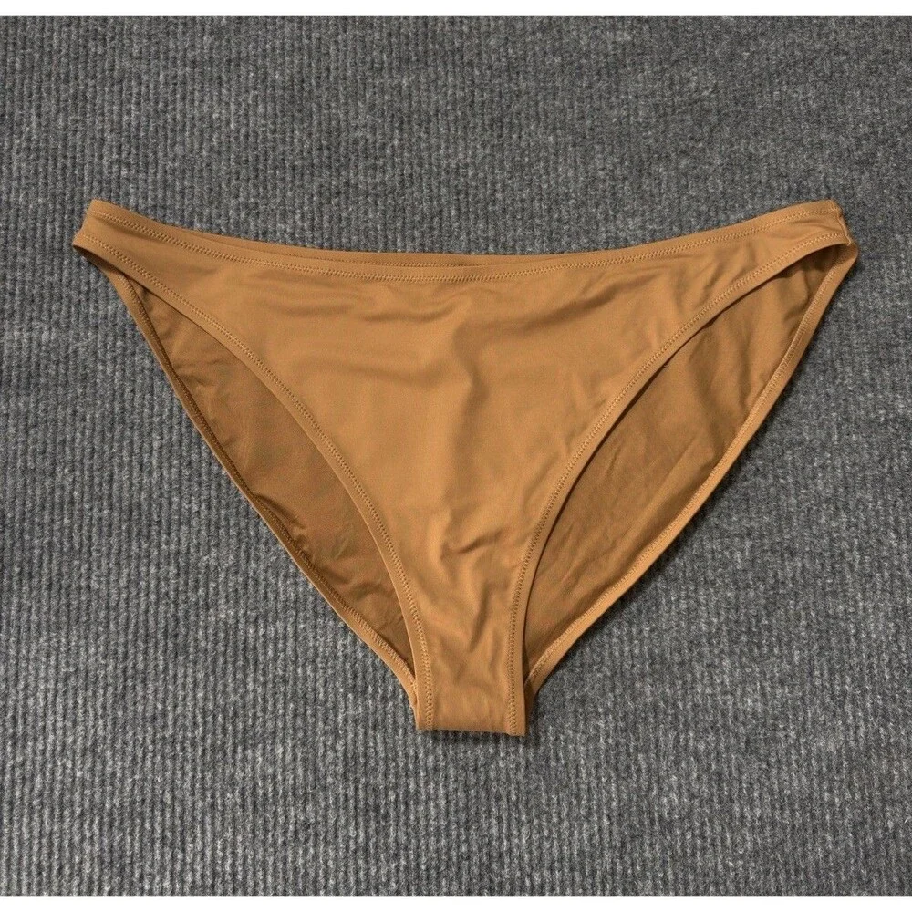 Skims Recycled Swim Women Size 4X Mid Coverage Bikini Bottom Brown Almond NEW